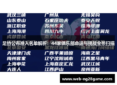 足协公布准入名单解析:44家俱乐部命运与挑战全景扫描 足协公布准入名单解析:44家俱乐部命运与挑战全景扫描