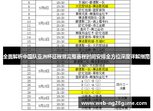 全面解析中国队亚洲杯征程暨完整赛程时间安排全方位深度详解指南 全面解析中国队亚洲杯征程暨完整赛程时间安排全方位深度详解指南